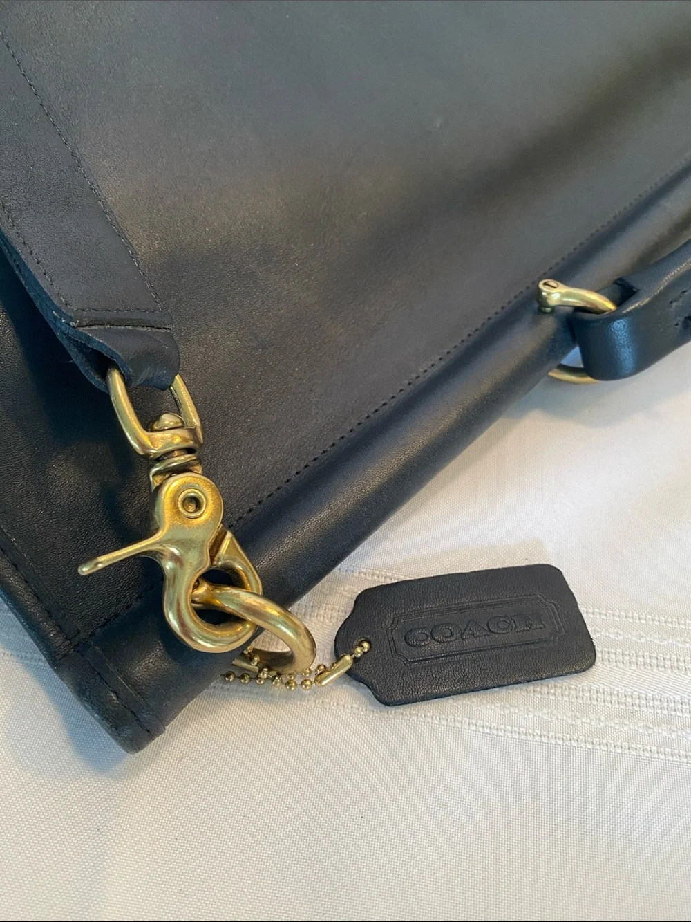 Vintage 5266 Coach Beekman Black Leather Briefcase with Gold Hardware